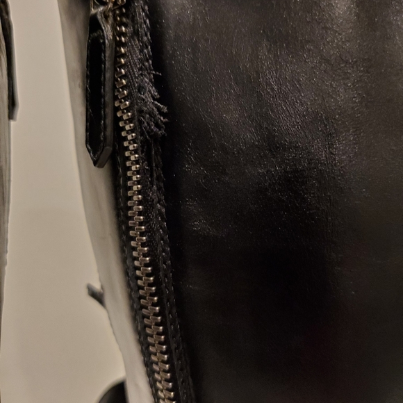 Valentino Ascot Ribbon Lace-Up Boots Black Leather Size 38 1/2 Knee High - Picture 9 of 10